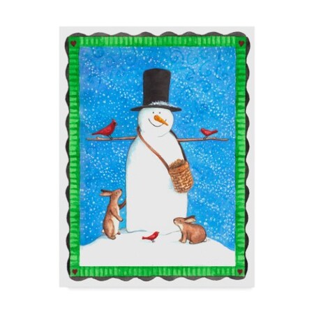 Trademark Fine Art Melinda Hipsher 'Snowman Black Hat Heart Border' Canvas Art, 14x19 ALI31312-C1419GG